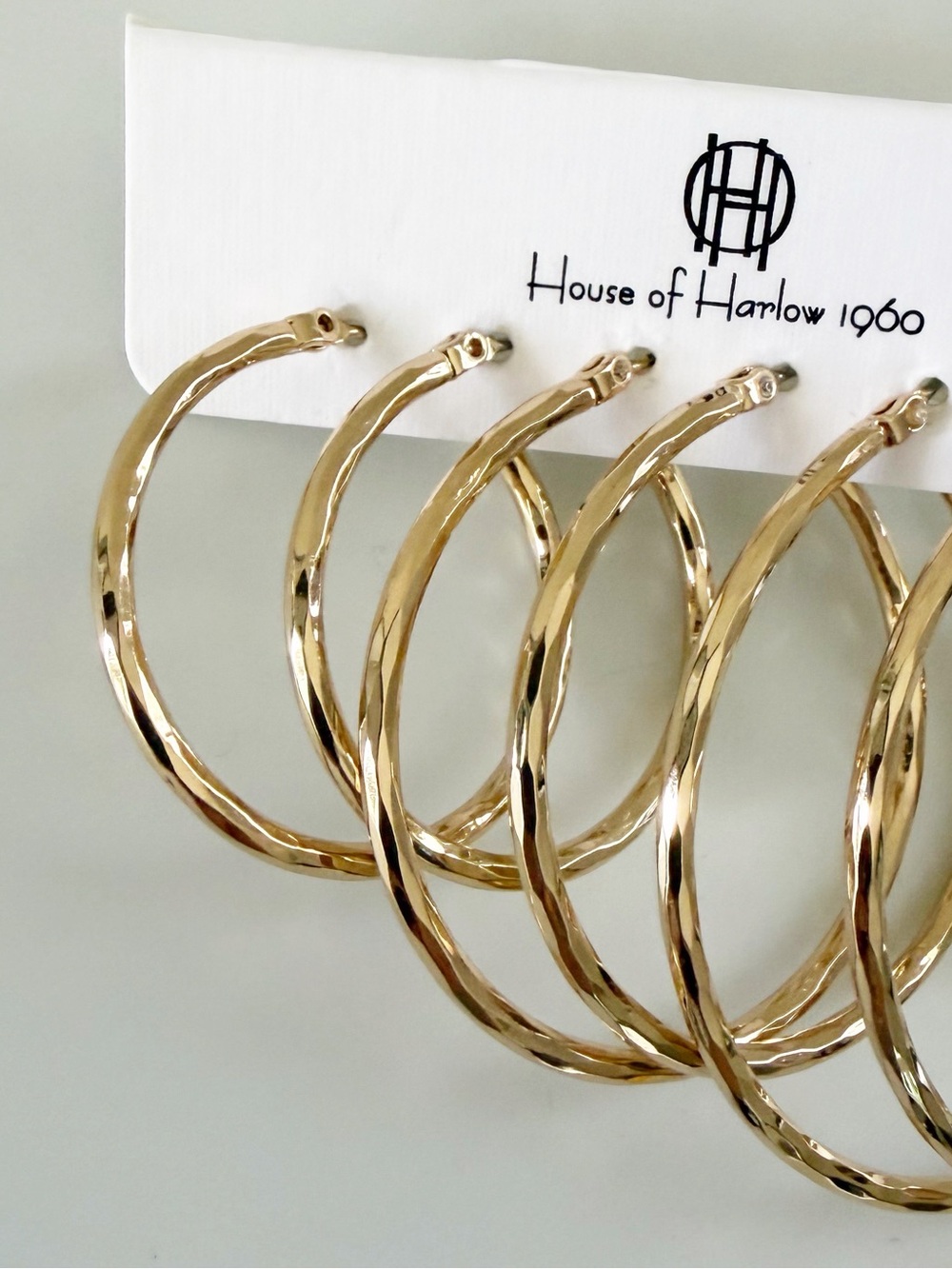 House Of Harlow 1960 Gold Tone Hoop Earrings Various Sizes New - Picture 5 of 6